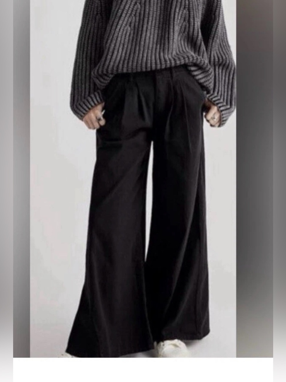NWOT We The Free People Size 26 Equinox Denim Extra Wide Leg Black Washout Jeans
